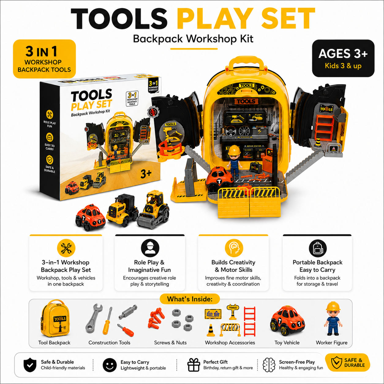 3-in-1 Tool Backpack Workshop Playset – Vijvik Toys 3-in-1 Tool Backpack Workshop Playset – Vijvik Toys