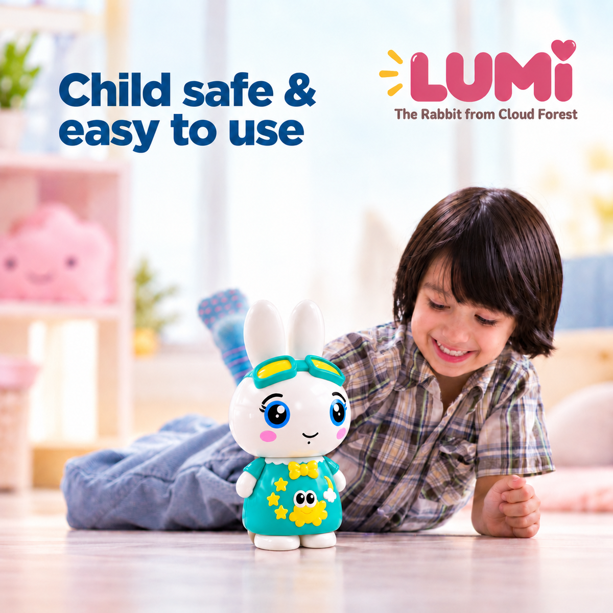 LUMI Interactive Storytelling Rabbit | Musical Talking Toy for Kids (GREEN)