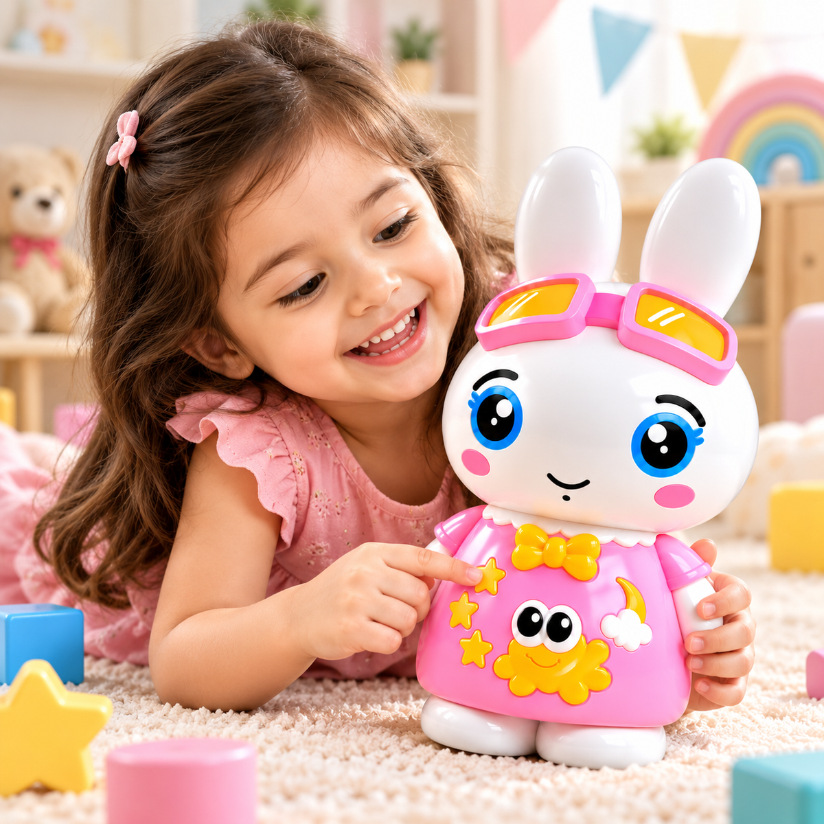 LUMI Interactive Storytelling Rabbit | Musical Talking Toy for Kids (PINK)