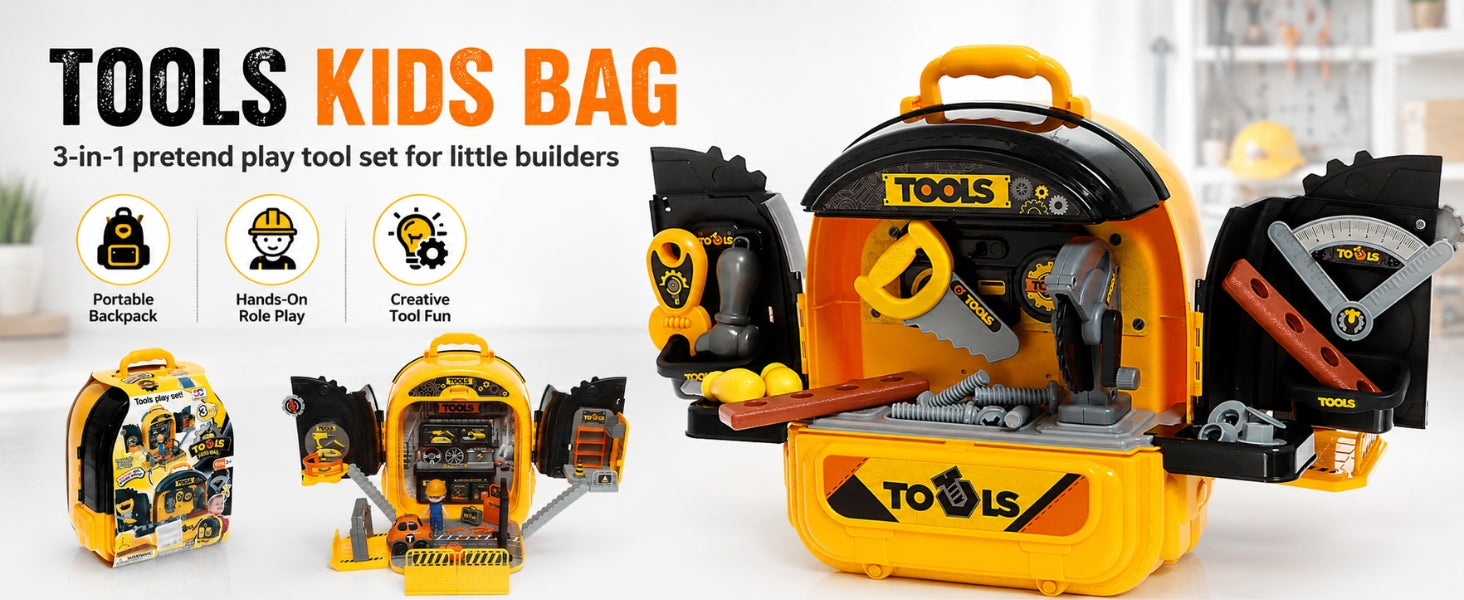 3-in-1 Tool Backpack Workshop Playset - Vijvik Toys