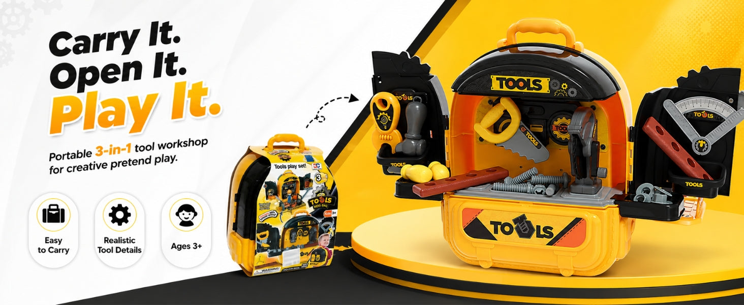 3-in-1 Tool Backpack Workshop Playset - Vijvik Toys