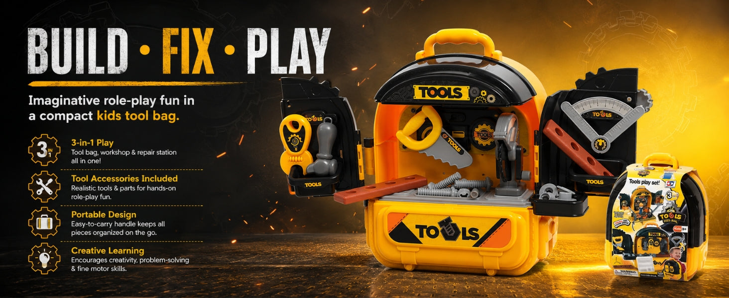3-in-1 Tool Backpack Workshop Playset - Vijvik Toys
