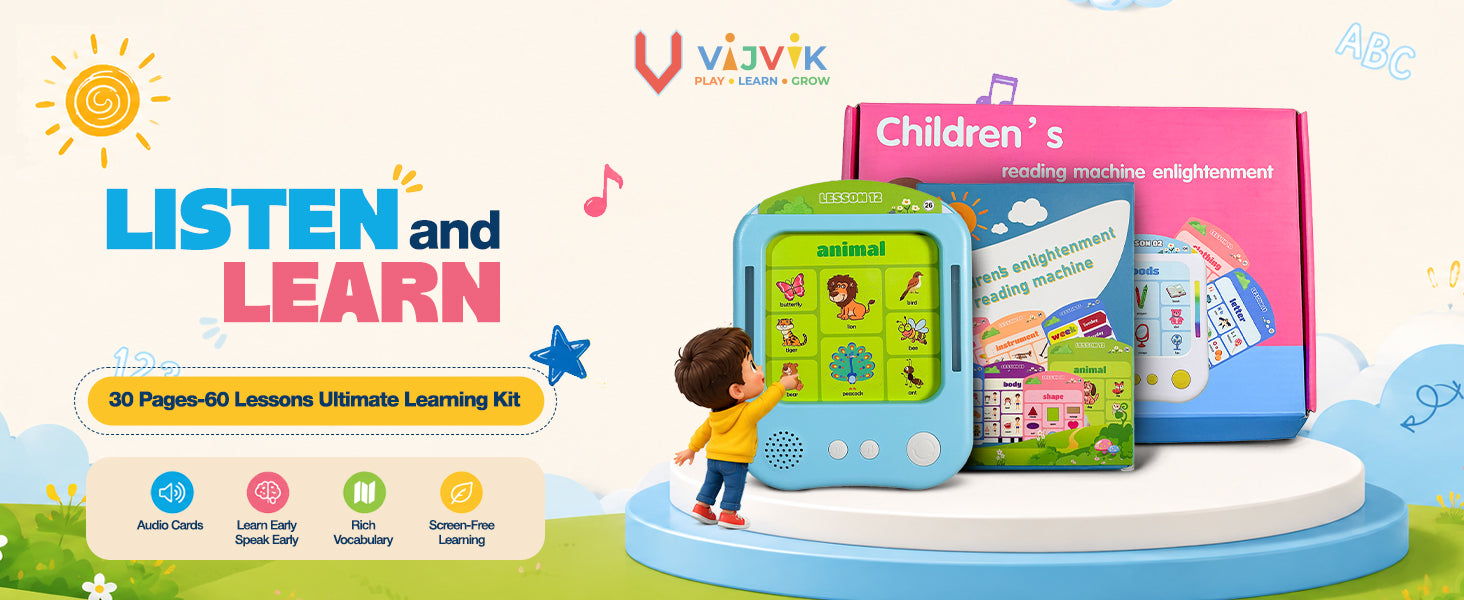 Talking Flash Cards for Kids 3+ Years – Touch & Learn Sound Educational Toy - Vijvik Toys